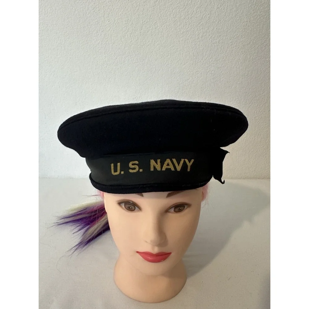 WW2 US Navy Donald Duck Style Blue Wool Hat Seaman's Flat Cap